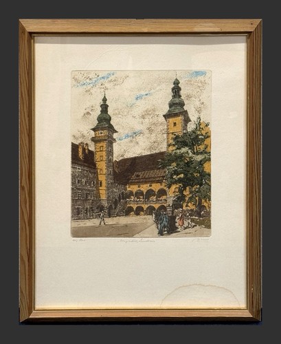 C1950 austrian aquatint - austrian,